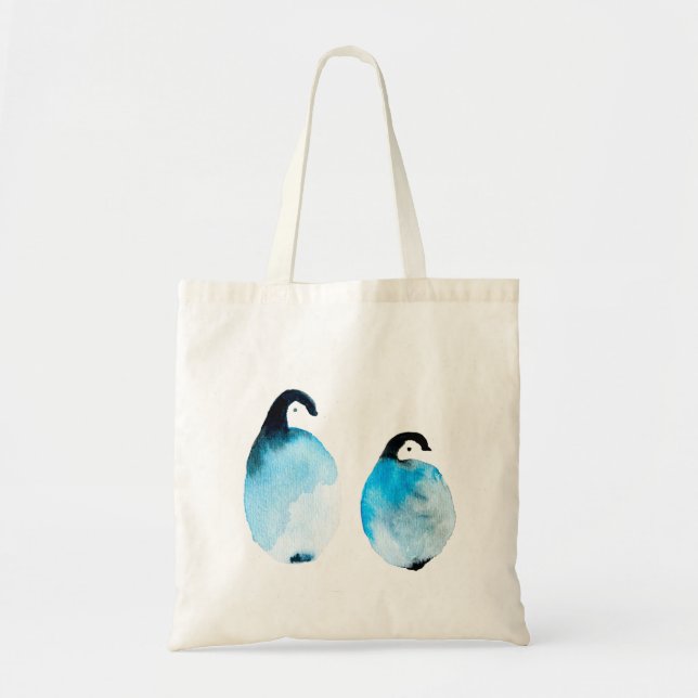 Cute Penguins watercolor Tote Bag (Front)