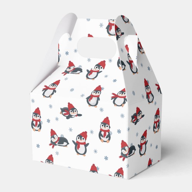 Cute Penguins Winter Birds Arctic Animals Favour Box (Front Side)