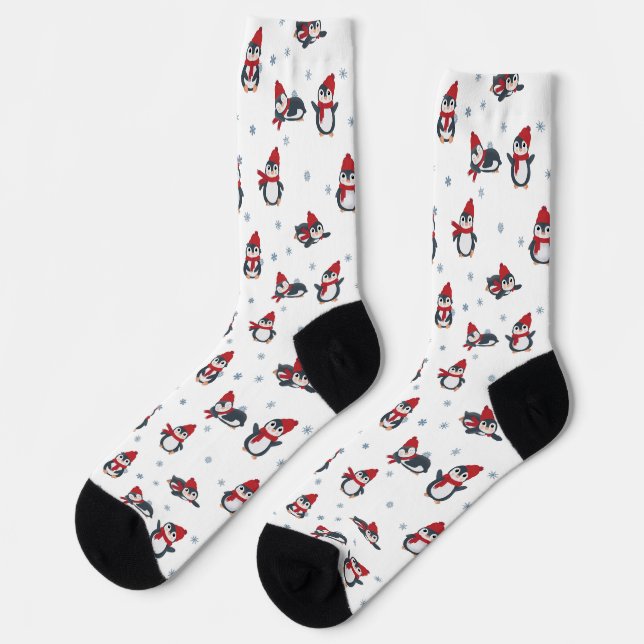 Cute Penguins Winter Birds Arctic Animals Socks (Left)