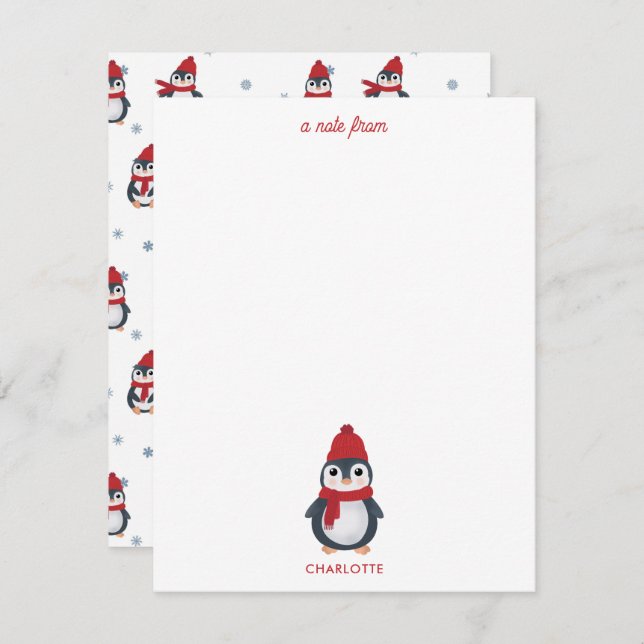 Cute Penguins Winter Birds Arctic Christmas Card (Front/Back)