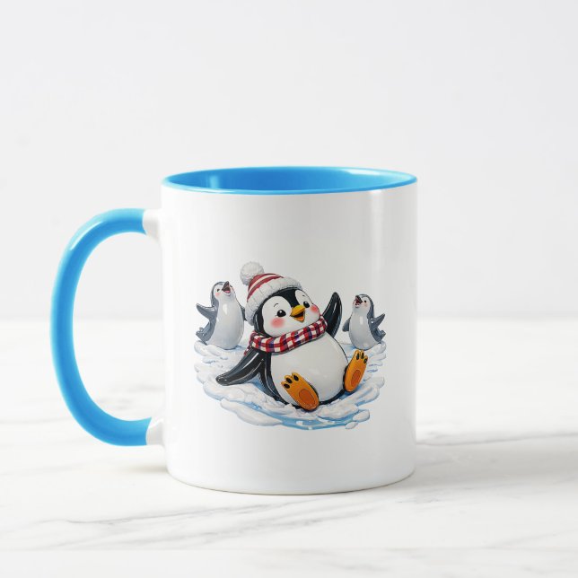 Cute Penguins Winter Illustration Mug (Left)
