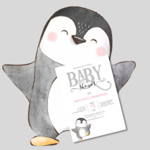 CUTE PENQUIN GENDER NEUTRAL BABY SHOWER INVITATION
