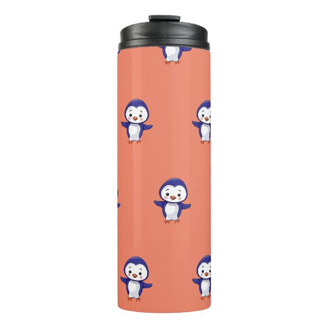 Cute penquin printed thermal tumbler  (Front)