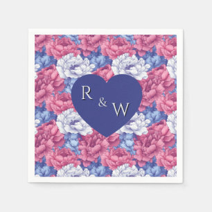 Cute Peonies Themed Fall Wedding Napkin