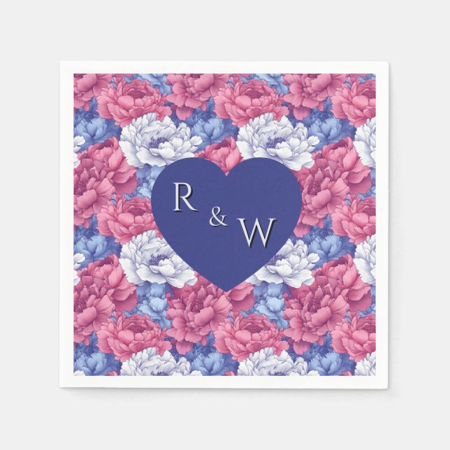 Cute Peonies Themed Fall Wedding Napkin (Front)