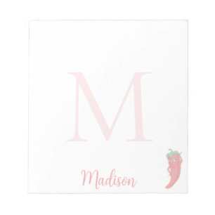 Cute Pepper Custom Name Initial  Notepad