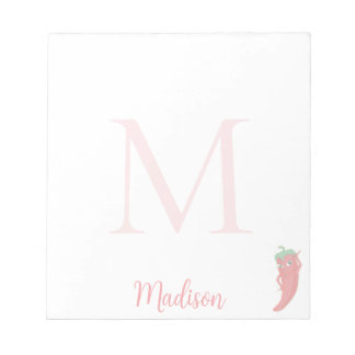 Cute Pepper Custom Name Initial  Notepad