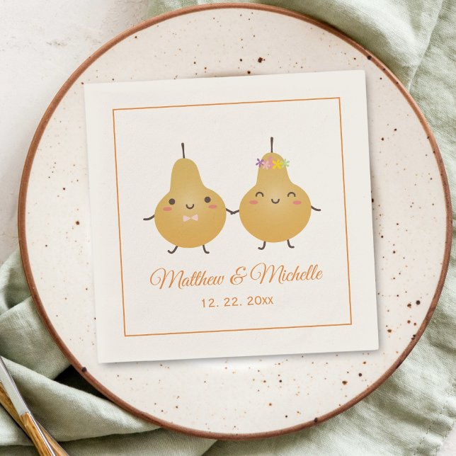 Cute Perfect Pear Perfect Pair Elegant Wedding Napkin (Creator Uploaded)