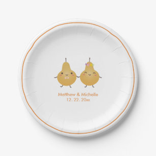 Cute Perfect Pear Perfect Pair Whimsical Wedding Paper Plate