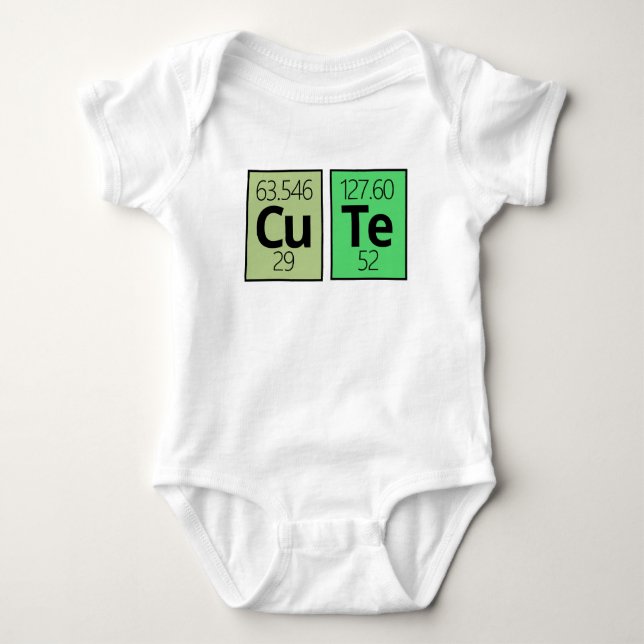 Cute Periodic Table Element Symbols Baby Bodysuit (Front)