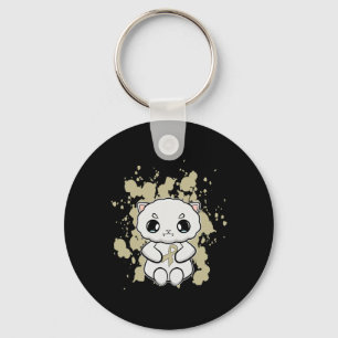 Cute Persian Cat Anime Kitten Childhood Cancer Awa Key Ring
