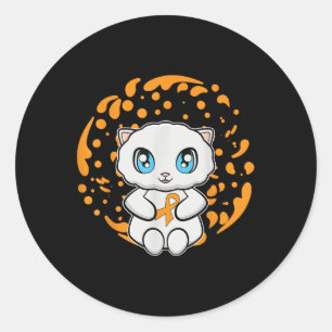 Cute Persian Cat Anime Kitten Leukaemia Awareness Classic Round Sticker