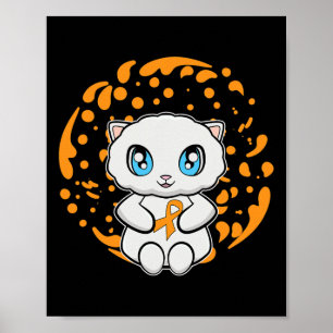 Cute Persian Cat Anime Kitten Leukaemia Awareness  Poster