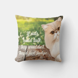 Cute Persian Cat Peek Around Cushion