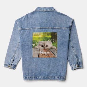 Cute Persian Peeking Cat  Denim Jacket