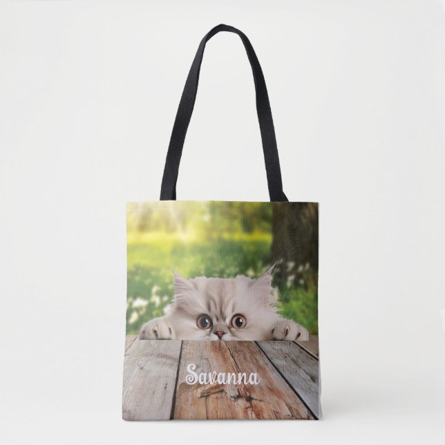Cute Persian Peeking Cat  Tote Bag (Front)