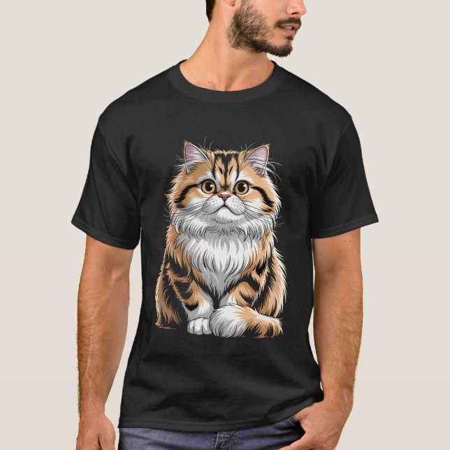 Cute Persian Tabby Cat T-Shirt (Front)