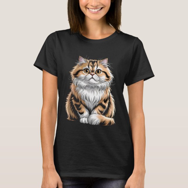 Cute Persian Tabby Cat T-Shirt (Front)