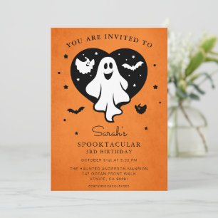 Cute Personalise Halloween Ghost Heart Bat  Invitation