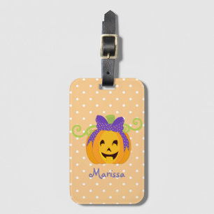 Cute Personalise Halloween Pumpkin Luggage Tag