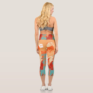 Cute Personalise Pastel Marbel Capri Leggings