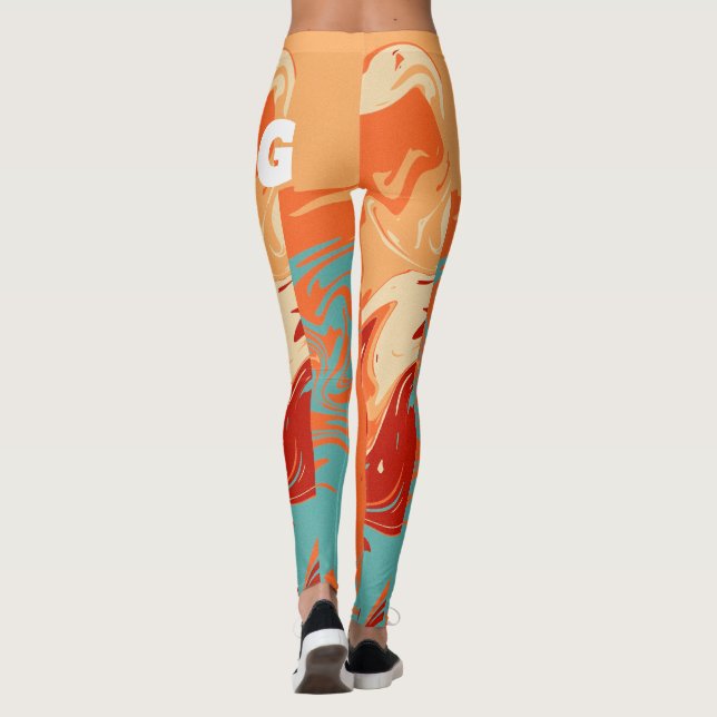 Cute Personalise Pastel Marbel Leggings (Back)