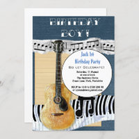 Cute Personalised 1st Birthday Boy Party Guitar