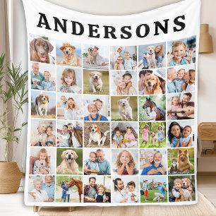 Cute Personalised 36 Photos Collage Birthday Gift Fleece Blanket