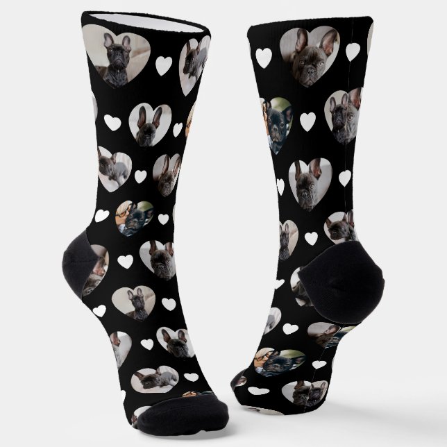 Cute Personalised 6 Heart-Shaped Pet Photos Socks (Angled)