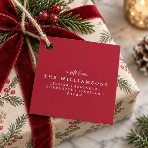 Cute Personalised A Gift From Modern Crimson Red Favour Tags