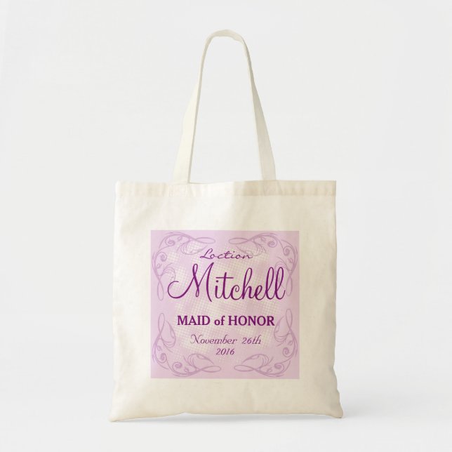 Cute personalised abstract maid of honour wedding tote bag (Front)