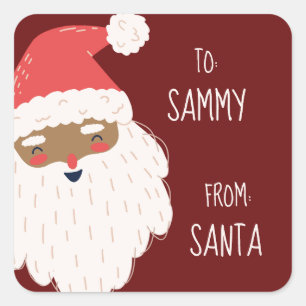 Cute Personalised African American Santa Gift Tags