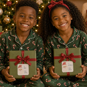 Cute Personalised African American Santa Gift Tags