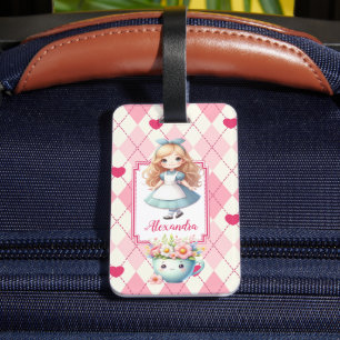 Cute Personalised Alice in Wonderland Luggage Tag