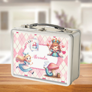 Cute Personalised Alice in Wonderland Metal Lunch Box