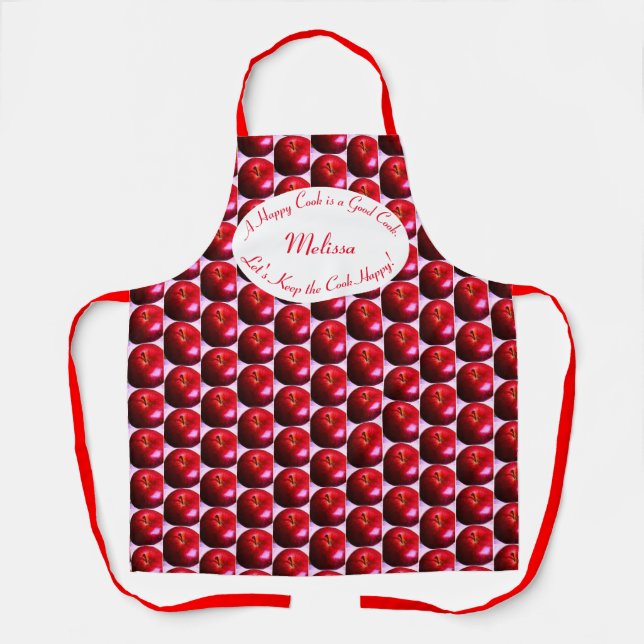 Cute Personalised Apple Apron (Front)
