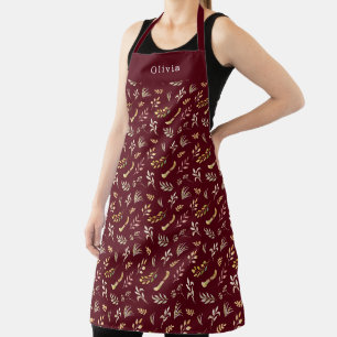 Cute Personalised Autumn And Fall Pattern Apron. Apron