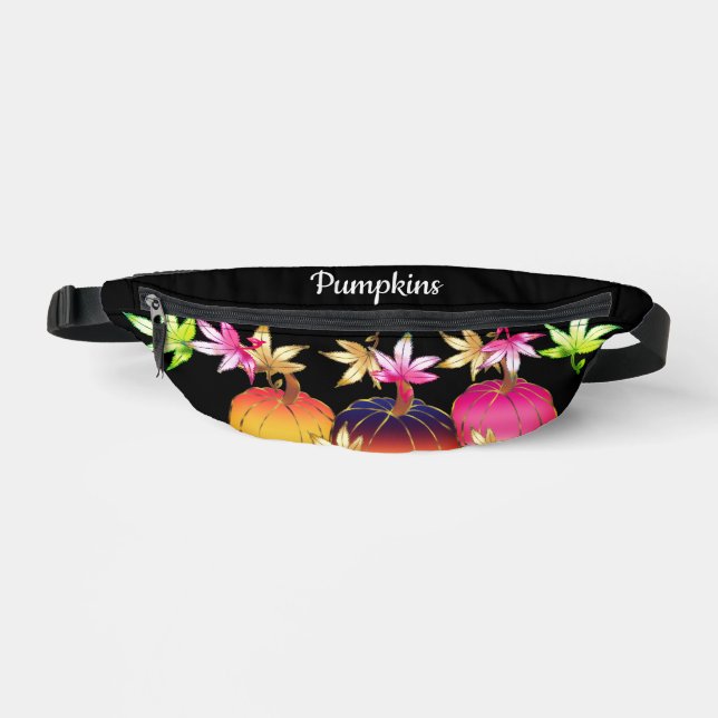 Cute Personalised Autumn Pumpkins Bum Bags (Front)
