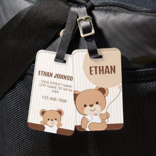 Cute Personalised Baby Bear Luggage Tag