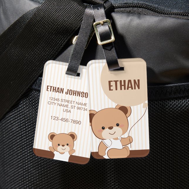 Cute Personalised Baby Bear Luggage Tag (Creator Uploaded)