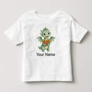 Cute Personalised Baby Dragon Maple Leaves Kids Toddler T-Shirt