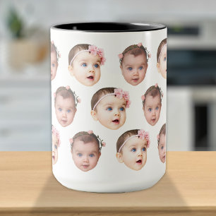 Cute Personalised Baby Face 2 Photos Mug