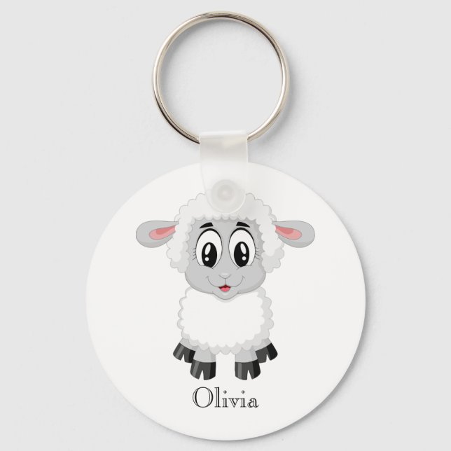 Cute Personalised Baby Lamb Keychain (Front)