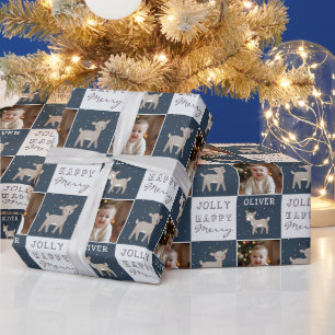 Cute Personalised Baby Photo Reindeer Christmas Wrapping Paper