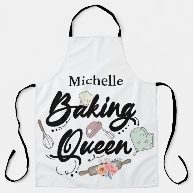 Cute Personalised Baking Queen Apron (Front)