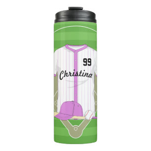 Cute Personalised Baseball pink Thermal Tumbler