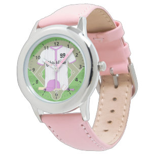Cute Personalised Baseball pink Watch