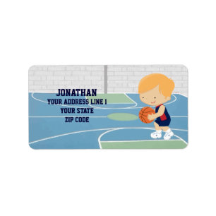 Cute Personalised Basketball Player blonde navy Label