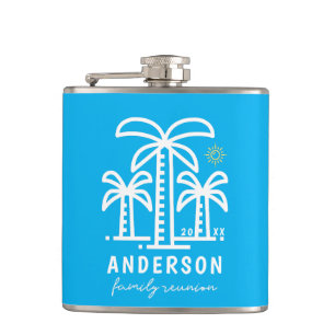 Cute Personalised Beach Family Reunion Hip Flask