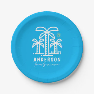 Cute Personalised Beach Family Reunion Paper Plate